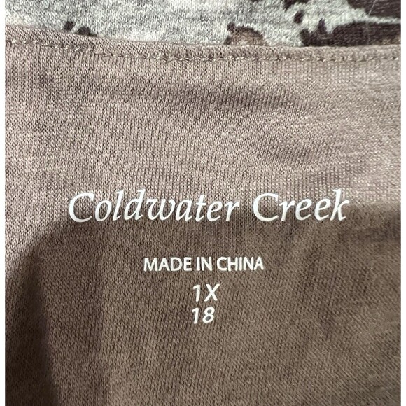 Coldwater Creek Brown Print V Neck Lined Cotton Blend Blouse Size 1X - Picture 5 of 7